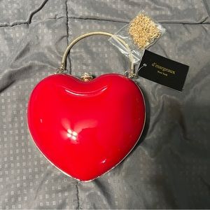 d'margeaux New York heart purse clutch chain shoulder strap nwt scuff
